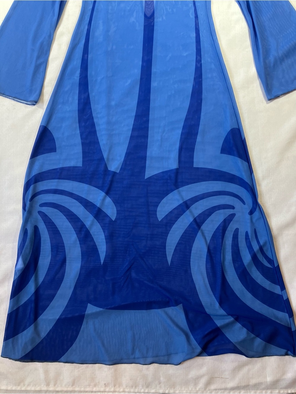 NWT STUNNING! Caroline Constas Sheer Maxi Swim Cover Up, Cobalt Blue, Size XS - Picture 16 of 16